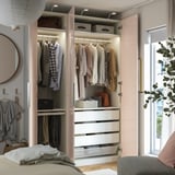 PAX / FARDAL Wardrobe combination, white/high-gloss light orange, 150x60x236 cm