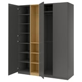 PAX / FORSAND Wardrobe combination, dark grey dark grey/oak effect, 185x60x236 cm