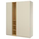 PAX / FORSAND Wardrobe combination, grey-beige grey-beige/oak effect, 185x60x236 cm