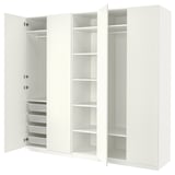 PAX / FORSAND Wardrobe, white/white, 250x60x236 cm