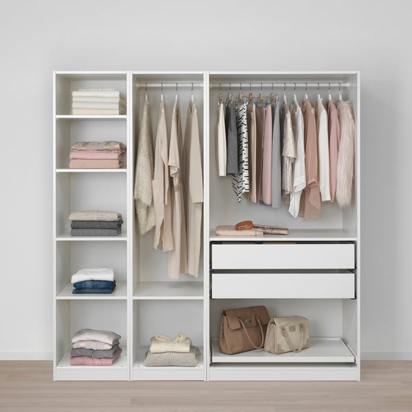 PAX / GRIMO Wardrobe combination, white/grey, 200x60x201 cm