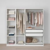 PAX / GRIMO Wardrobe combination, white/grey, 200x60x201 cm