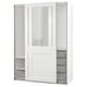 A white PAX wardrobe with glass sliding doors, displaying a sleek and modern design.
