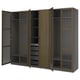 PAX / TONSTAD Wardrobe combination, dark grey brown/stained oak veneer glass, 300x60x236 cm
