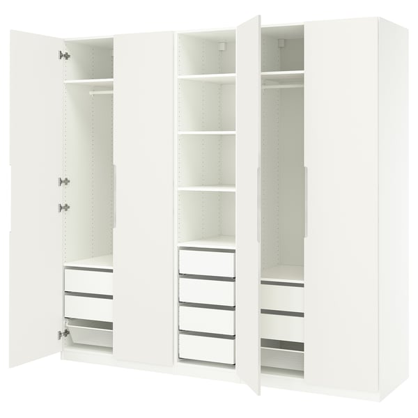 PAX / TONSTAD Wardrobe combination, white/off-white, 250x60x236 cm