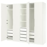 PAX / TONSTAD Wardrobe combination, white/off-white, 250x60x236 cm