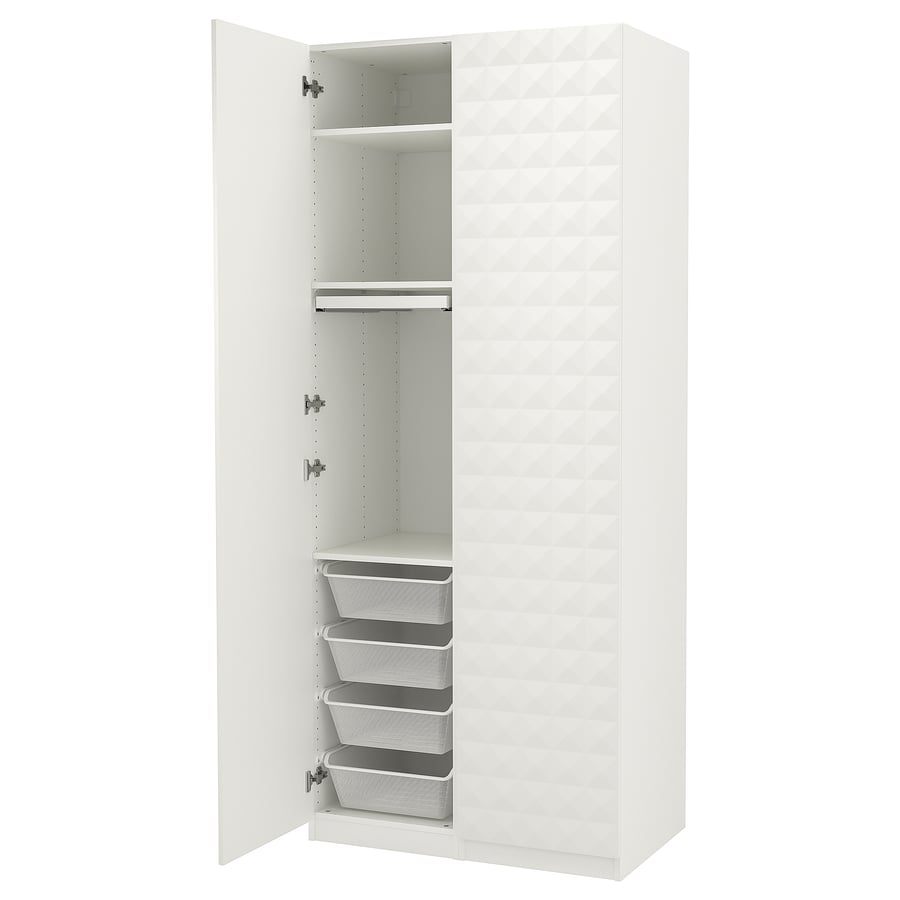 PAX / VINGROM Wardrobe combination, white/Resjön white, 100x60x236 cm