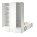 PLATSA Bed frame with 10 doors, white, 143x244x223 cm