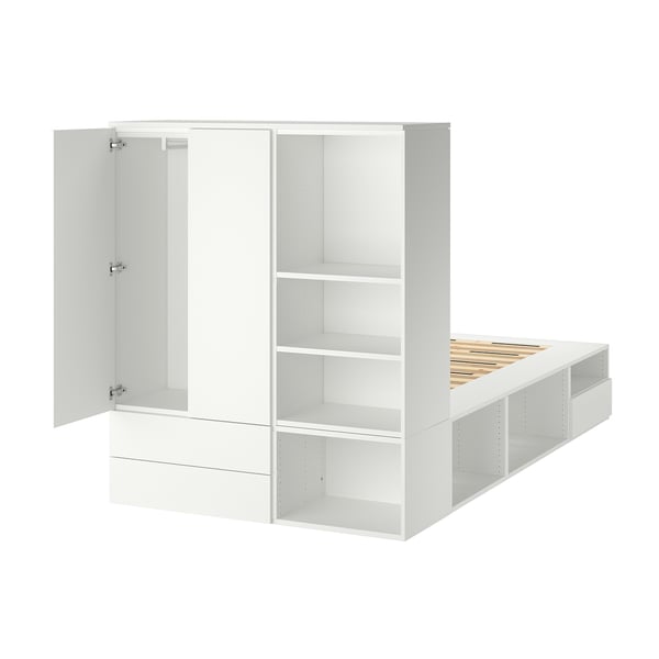 Platsa هيكل سرير مع بابين 3 أدراج أبيض Fonnes Ikea