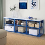 PLATSA Open shelving unit, white/blue, 180x42x63 cm