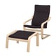 POÄNG Armchair and footstool, white stained oak veneer/Knisa black