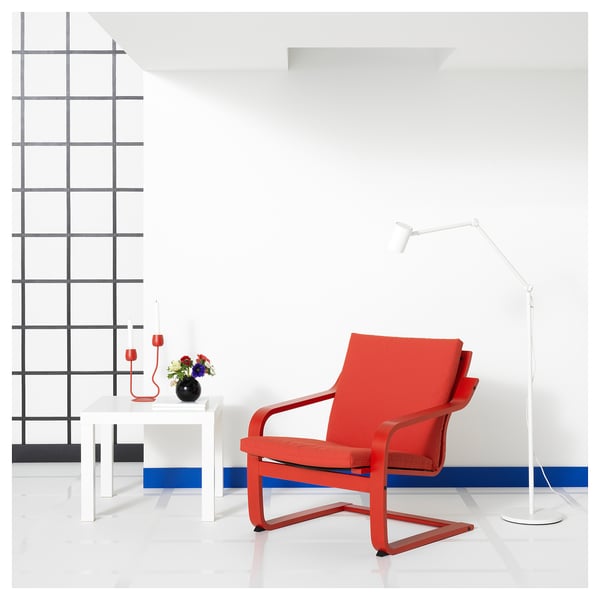 POÄNG Armchair frame with low back, red stained