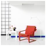 POÄNG Armchair frame with low back, red stained