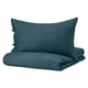 PUDERVIVA Quilt cover and 2 pillowcases, dark blue, 240x220/50x80 cm