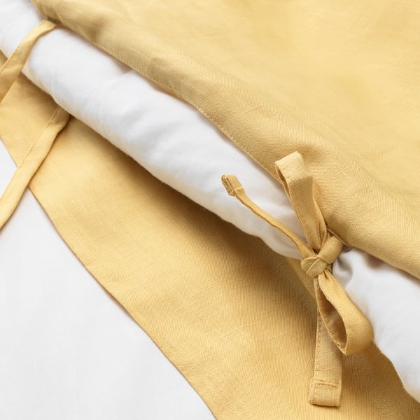 PUDERVIVA Quilt cover and 2 pillowcases, light yellow, 240x220/50x80 cm