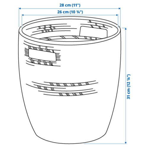 Illustration with measurements for the product: RÅGKORN.