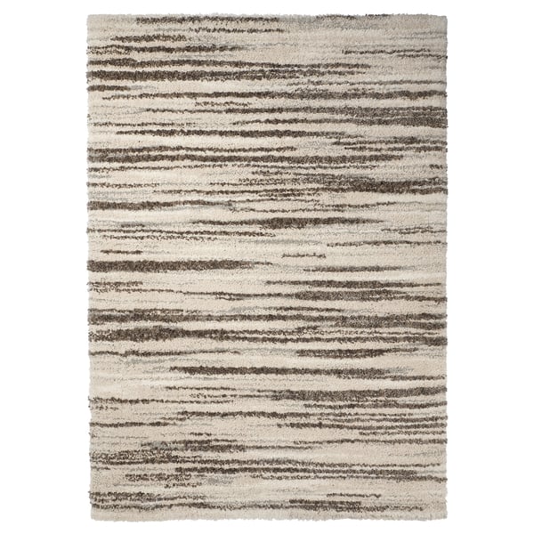 RAKSTRÄCKA Rug, high pile, off-white/grey, 200x300 cm