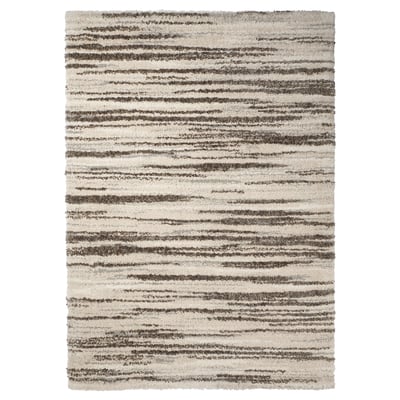 RAKSTRÄCKA Rug, high pile, off-white/grey, 200x300 cm