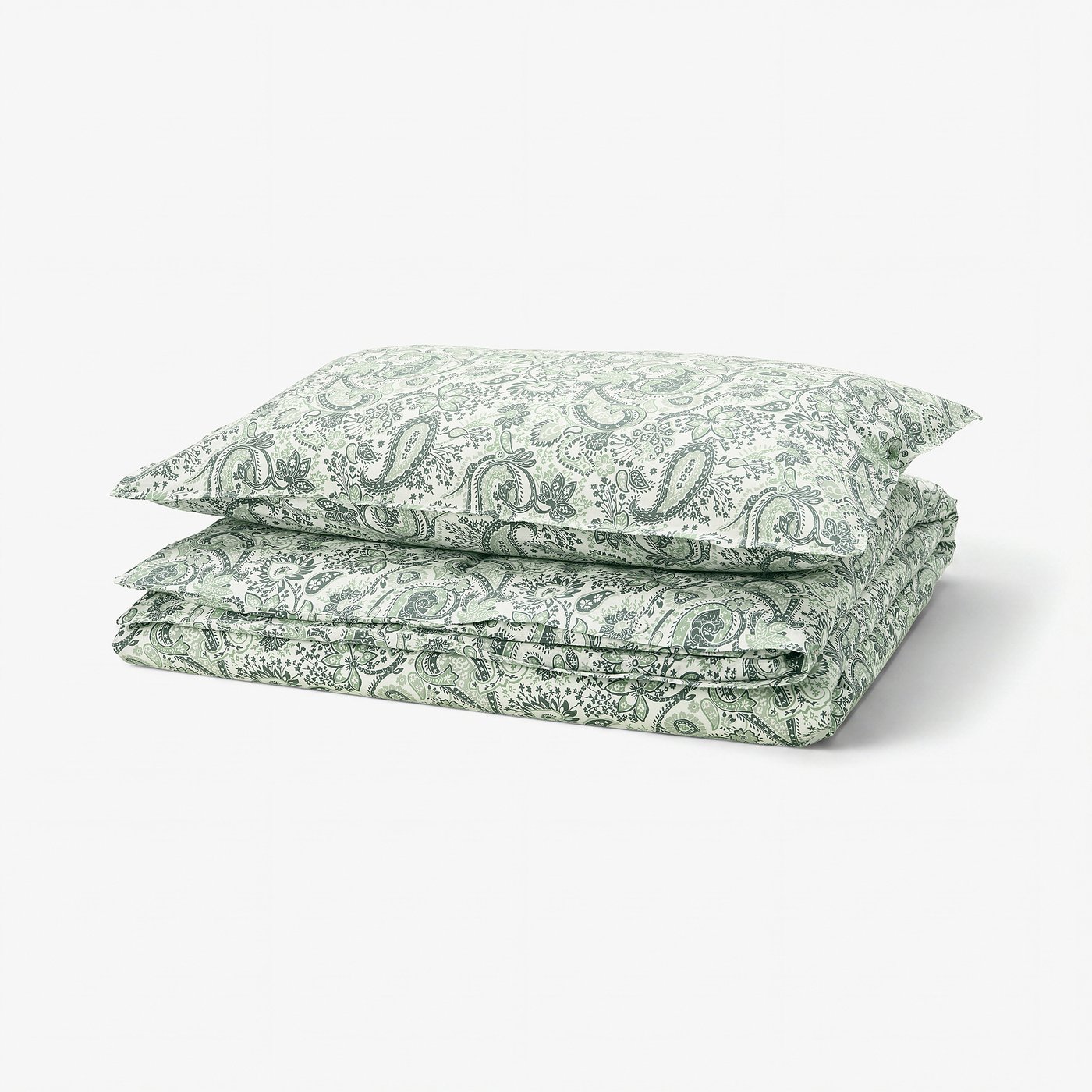 RODGERSIA Duvet cover and pillowcase, green/white, 150x200/50x80 cm