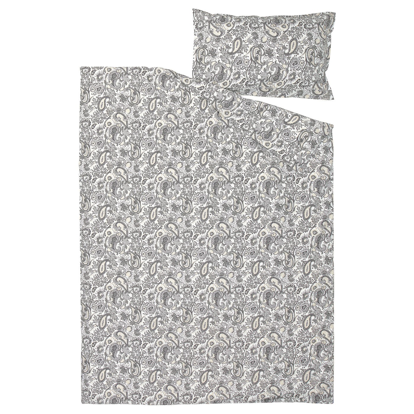 RODGERSIA Duvet cover and pillowcase, grey/white, 150x200/50x80 cm