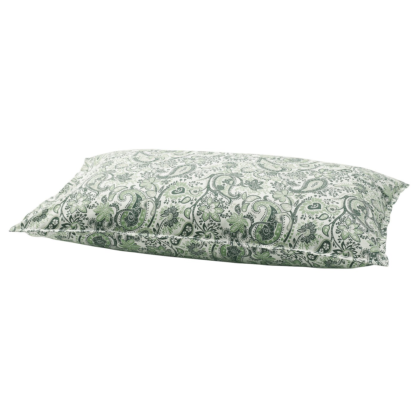 RODGERSIA pillowcase, green paisley design, rectangular, soft cotton-viscose blend.
