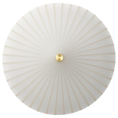 RORKULT Wall lamp, wired-in installation, stripe pattern/white glass, 35 cm