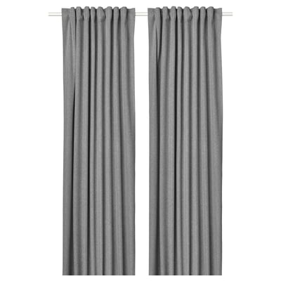 ROSENMANDEL Block-out curtains, 1 pair, grey/with heading tape, 135x300 cm