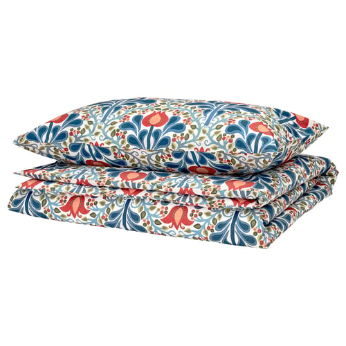 SÄTERVIDE Duvet cover and pillowcase, multicolour/floral pattern, 150x200/50x80 cm