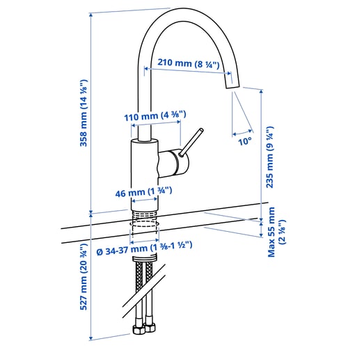 Illustration with measurements for the product: SALLSJÖN.