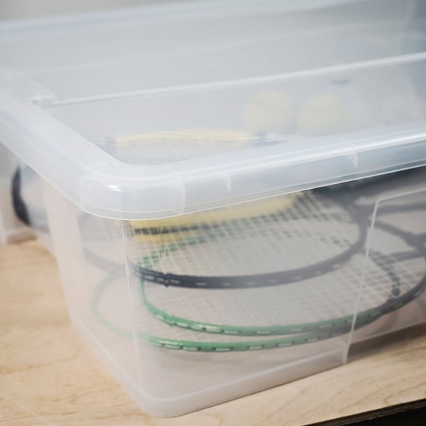 SAMLA Box with lid, transparent, 79x57x18 cm/55 l