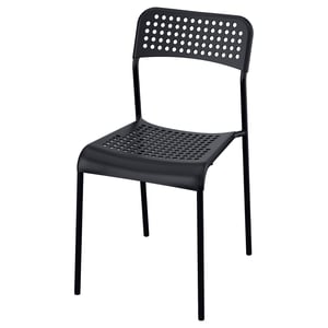 Sandberg chair, black, perforated seat & back, stackable, plastic & steel.