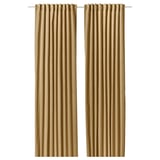 SANELA Curtains, 1 pair, beige-yellow/with heading tape, 140x300 cm