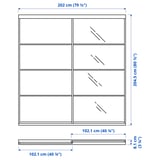 SKYTTA / MEHAMN/AULI Sliding door combination, white/white stained oak effect mirror glass, 202x205 cm