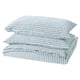 Option: SMÅNUNNEÖRT Duvet cover and 2 pillowcases, dark grey-blue white/striped, 240x220/50x80 cm