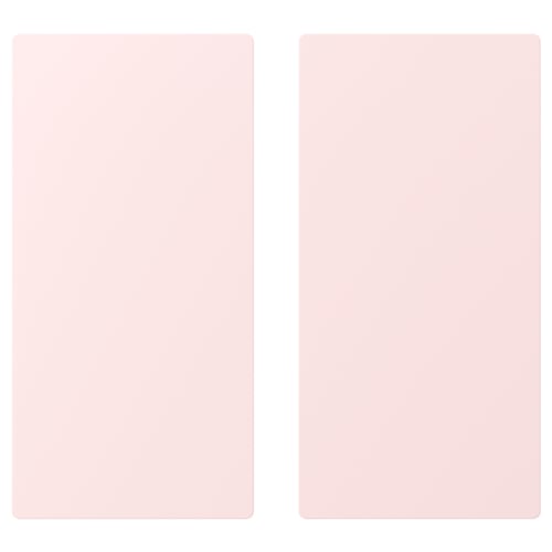 Two light pink rectangular cards, identical in size and shape, are placed side by side on a white background.