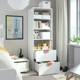 SMÅSTAD / PLATSA Bookcase, white with frame/with 2 drawers, 60x57x181 cm