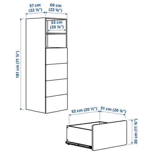 Illustration with measurements for the product: SMÅSTAD.