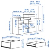 SMÅSTAD / PLATSA Storage combination, white with frame/with changing table, 210x79x181 cm