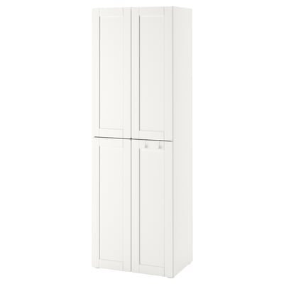 SMÅSTAD / PLATSA Wardrobe, white with frame/with 2 clothes rails, 60x57x181 cm