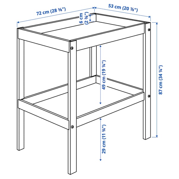 SNIGLAR Changing table, beech/white, 72x53 cm