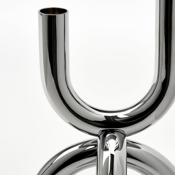 SNÖDUVA Candlestick, for 2 candles silver-colour, 25 cm