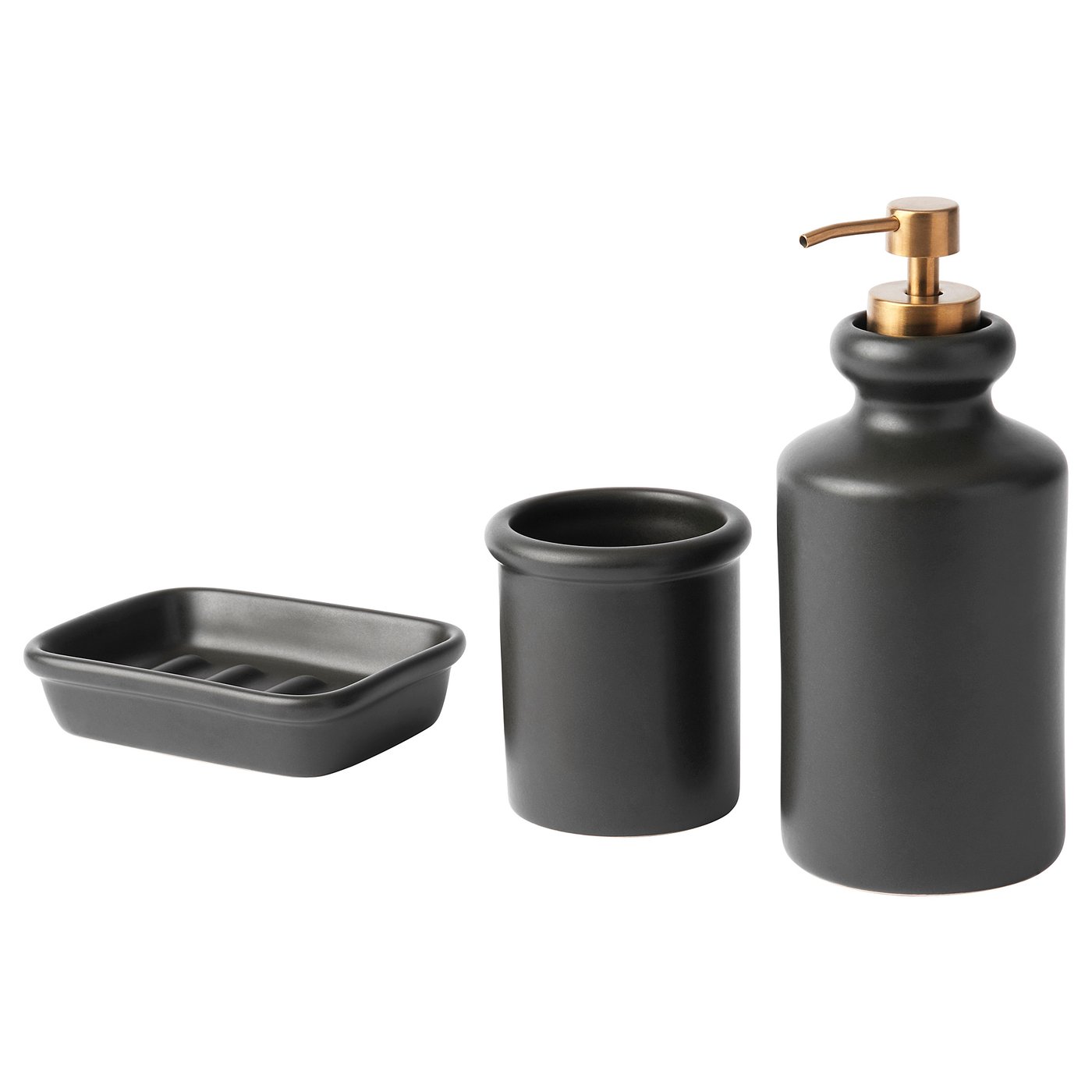 SNYTEN 3piece bathroom set, dark grey IKEA