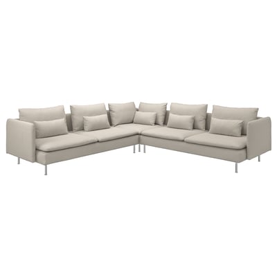 SÖDERHAMN Corner sofa, 6-seat, Fridtuna light beige