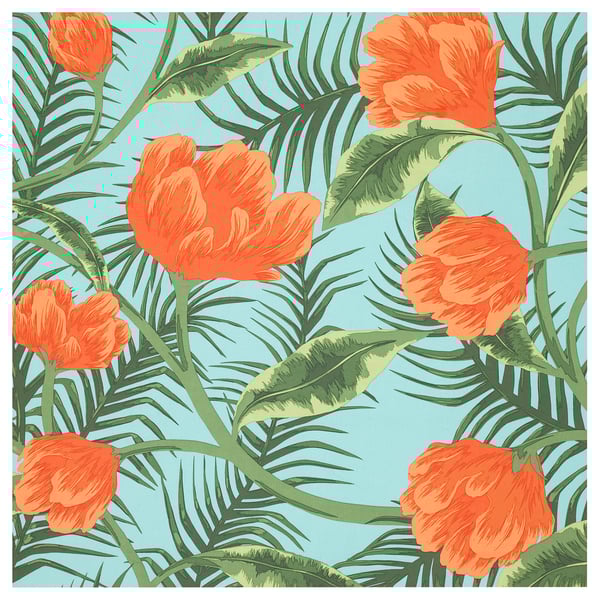 Sommar 2020 قماش تركواز برتقالي أزهار و أوراق 150 سم Ikea