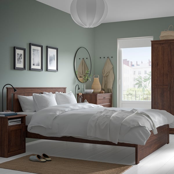 SONGESAND Bedroom furniture, set of 5, brown, 160x200 cm