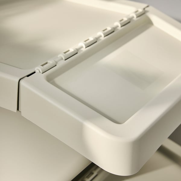 SORTERA Sorting bin with lid, beige, 37 l