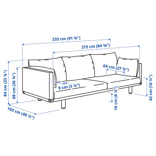 Illustration with measurements for the product: STOCKHOLM 2025.