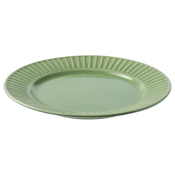 Strimmig Plate Stoneware Green Ikea