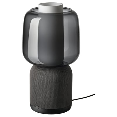 SYMFONISK Speaker lamp w Wi-Fi, glass shade, black