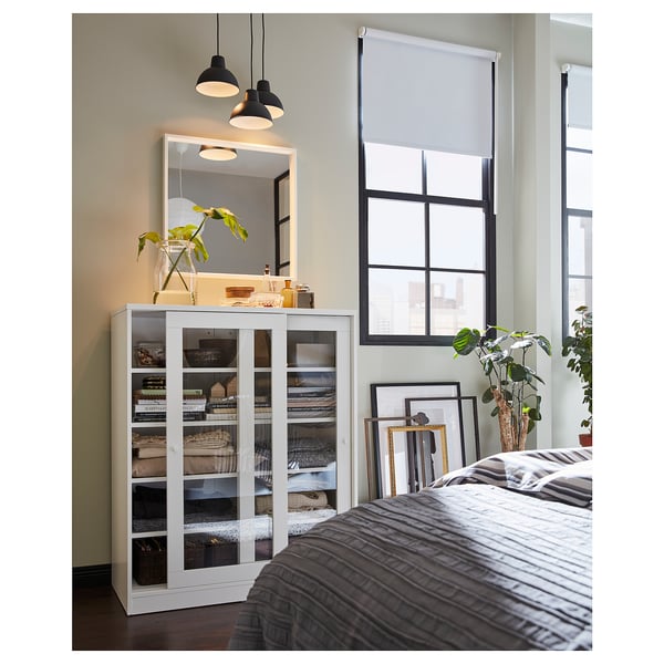 SYVDE Cabinet with glass doors - white - IKEA Ikea's names for door and drawer front styles are not descriptive, so you have to sort them by sight alone.